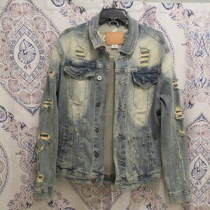 Torn Styled Denim Jacket - L